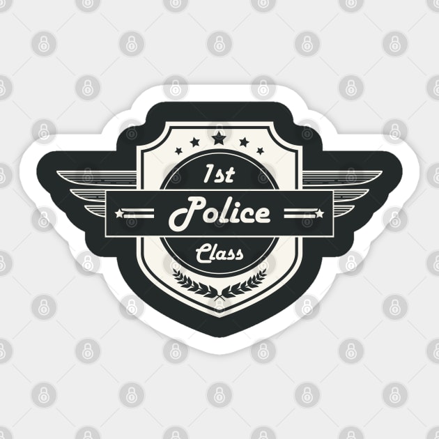 First Class Police! Retro Career Gift Sticker by Just Kidding Co.